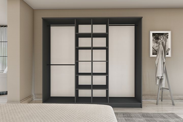 Gm 6 Door Wardrobe, Walnut & Anthracite