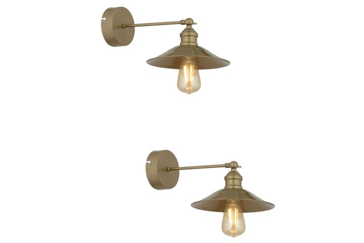 Apliqa Wilster Retro Wandlampenset, 2 Stuks, Mat Goud