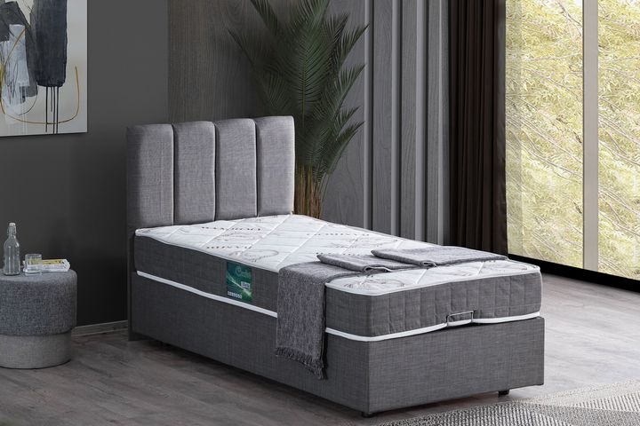 Gabba Boxspringbedset met Orthopedisch Matras, 90x190 cm, Grijs
