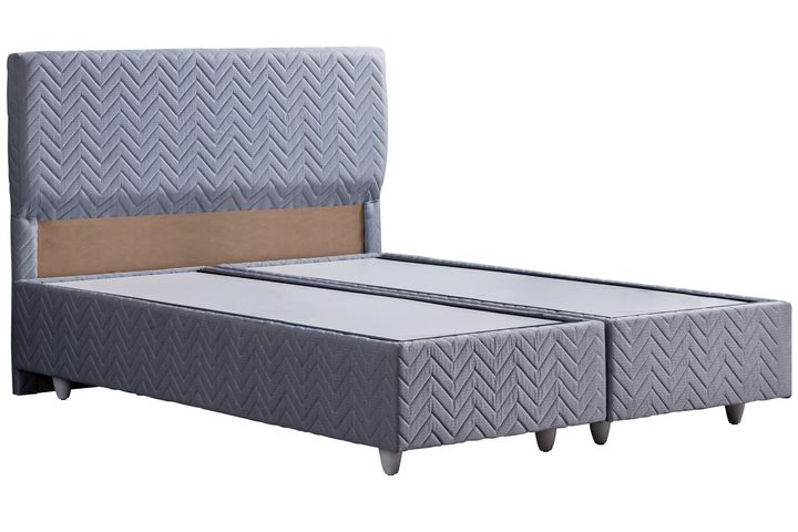 Crystal Boxspringbed met Hoofdbord, 90x200 cm, Grijs