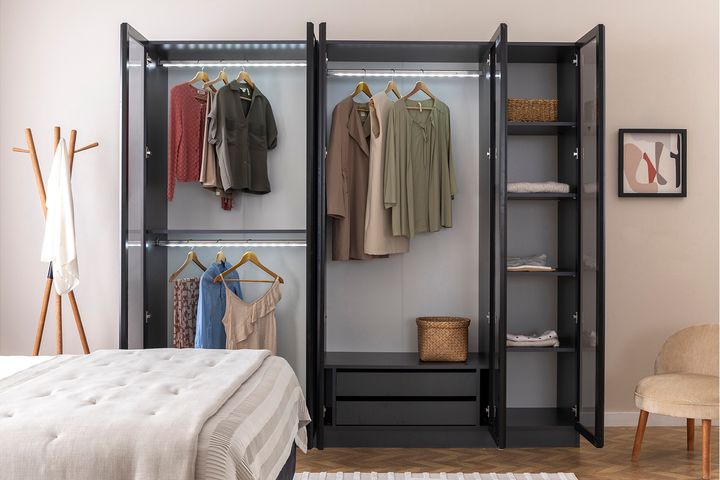 Panna Kledingkast met 5 Deuren, Antraciet