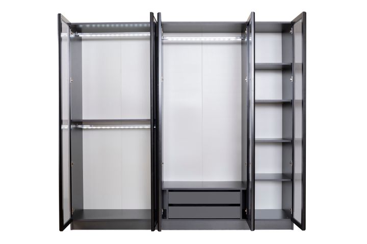 Panna Kledingkast met 5 Deuren, Antraciet