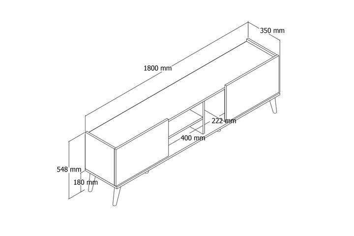 Mezza Lotus TV Unit, 180 cm, Oak