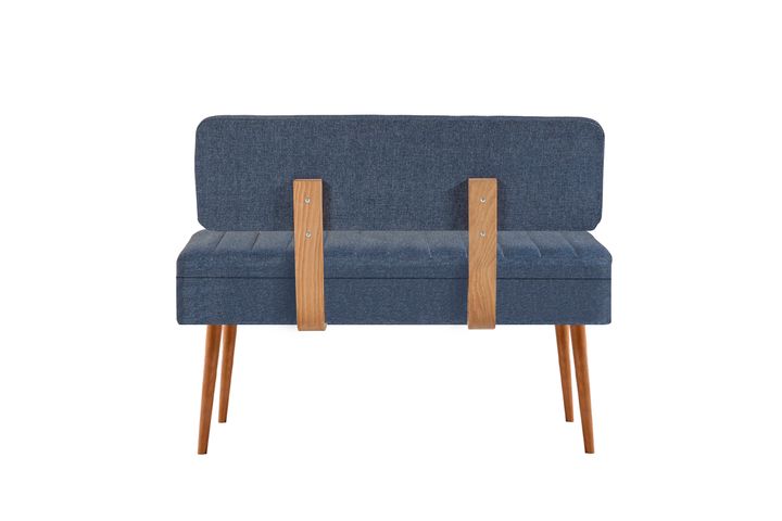 Vina Bench with Backrest, Navy & Pine