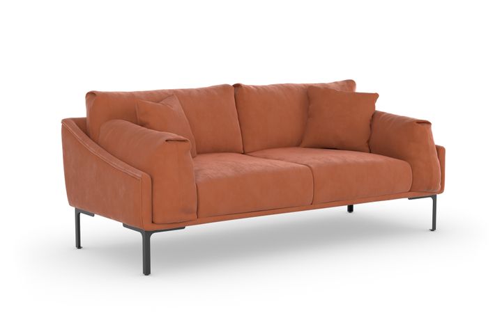 Leo Two Seater Sofa, Rust Orange