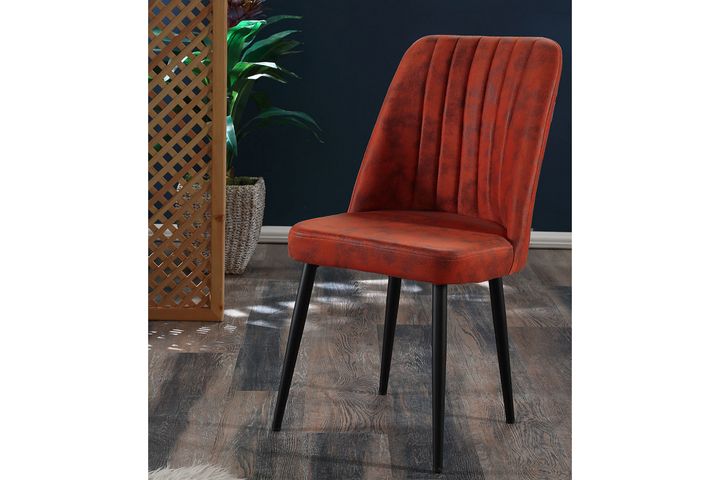 Vento Stuhl aus Metall, Ziegelrot & Schwarz  
