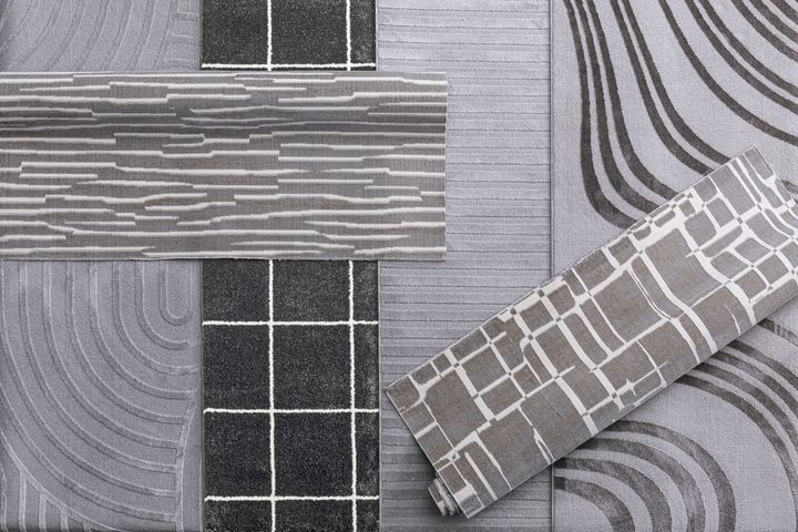 Emma Machinetapijt, 80x150 cm, Antraciet en Wit