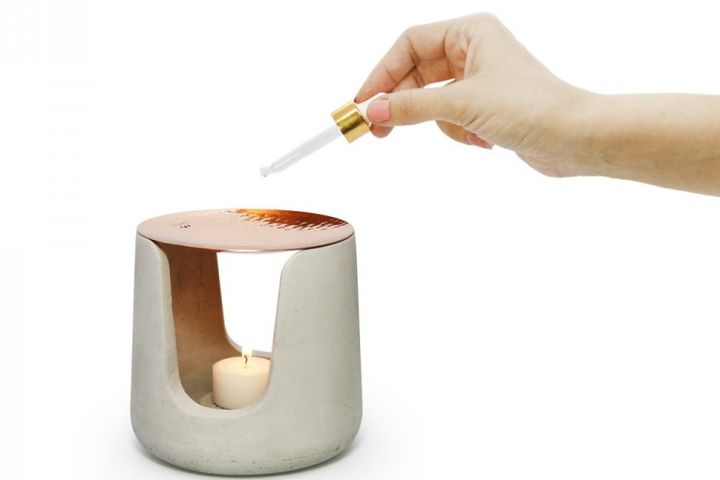 Coho Concre Arti̇San Gesmeed Koperen Schaal Grijs Aromatherapie Wierookvat
