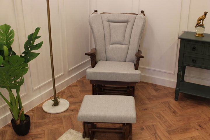 Baroque Schommelstoel, Beige & Walnoot