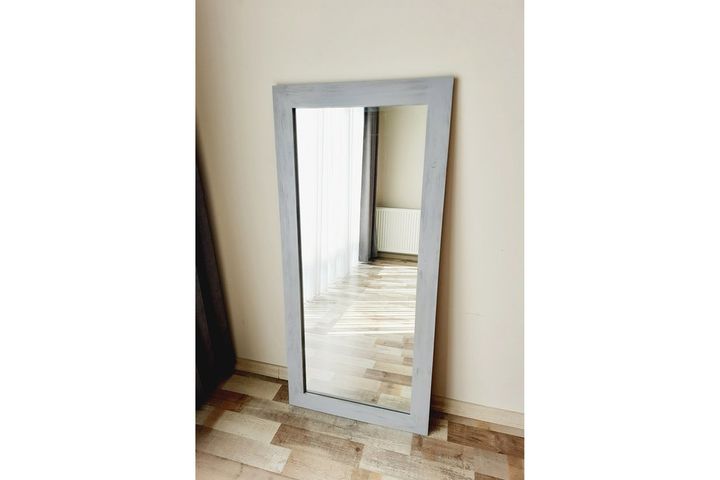 Wood Rechthoekige Staande Spiegel, 150x70 cm, Grijs