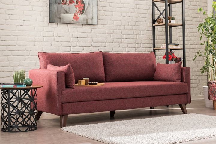 Bella Soft 3-Sitzer Sofa, Weinrot