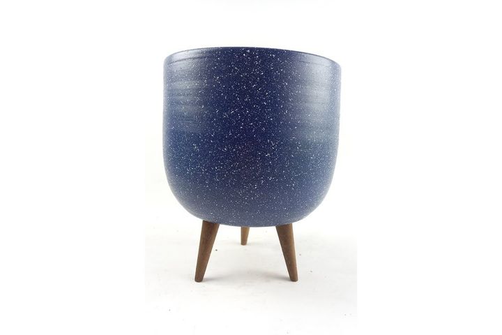 Earthenware Dotted Plant Pot, Navy