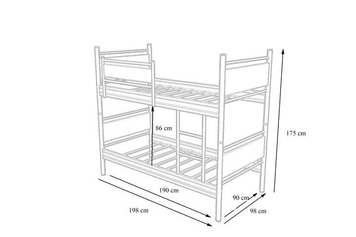 Star Stapelbed, 90x190 cm, Zwart en Antraciet