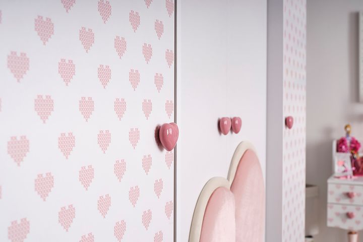 Love 4 Door Children's Wardrobe, White & Pink