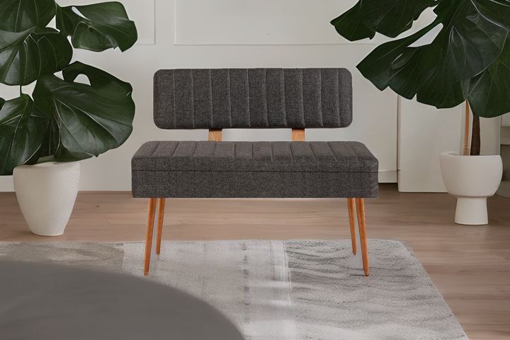 Vina Opbergbank Gestoffeerd, Pijnboom en Antraciet