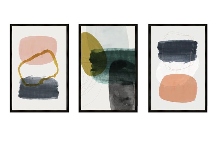 Abstract Haze Art Prints with Frame, Triptych