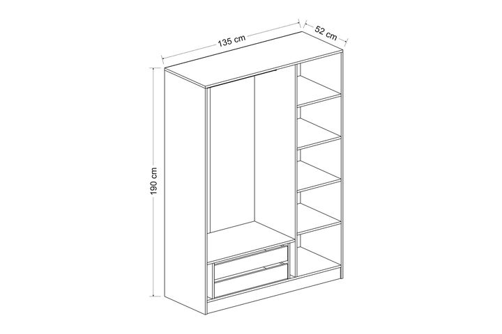 Medway Tideway Kledingkast met 3 Deuren en 2 Lades, 190 cm, Antraciet en Wit