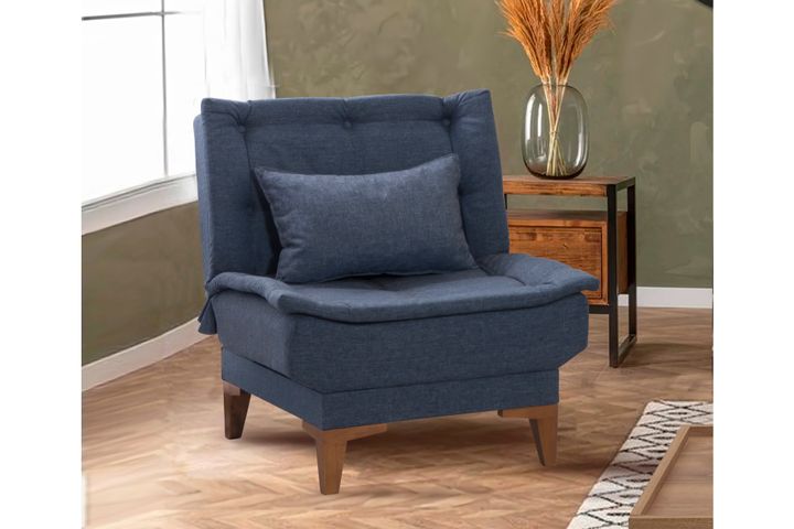 Kelly Fauteuil In Linnen Stof, Donkerblauw