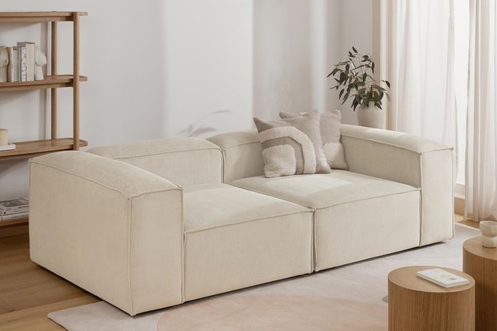 Frid Ruffelfluwelen 2-Zitsbank, Wit