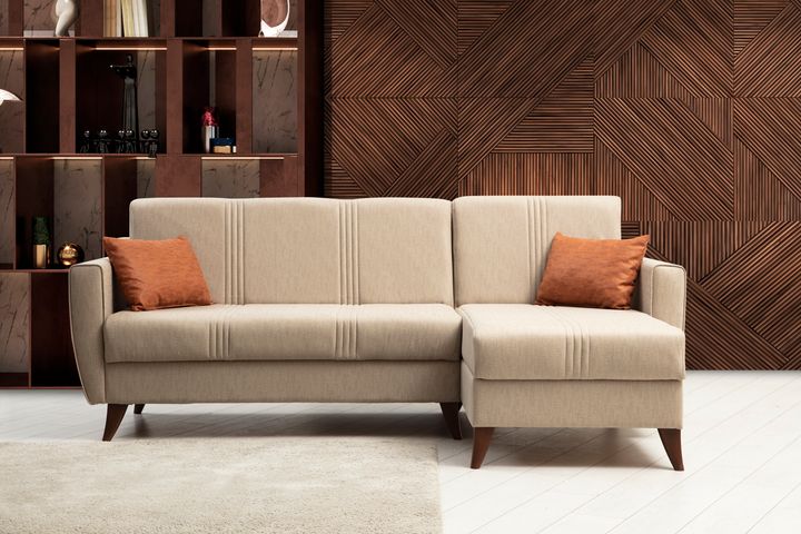 Zaden Hoekbank met Slaapfunctie, Beige