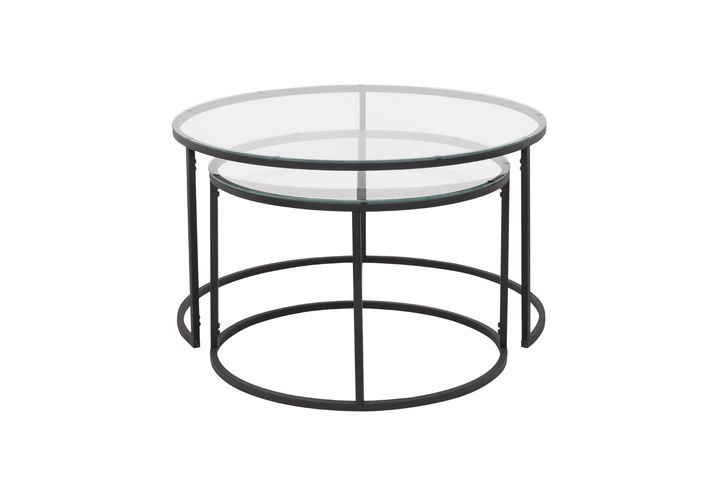 Belarus Coffee Table Set, Transparent & Black