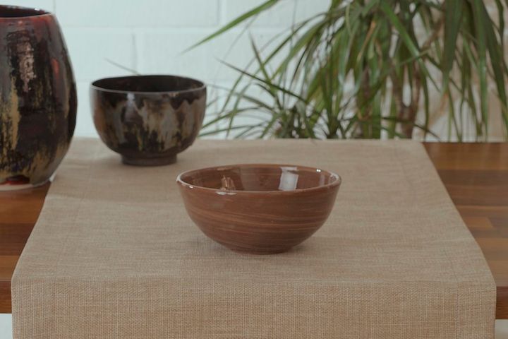 Massarelli effen linnen loper, beige