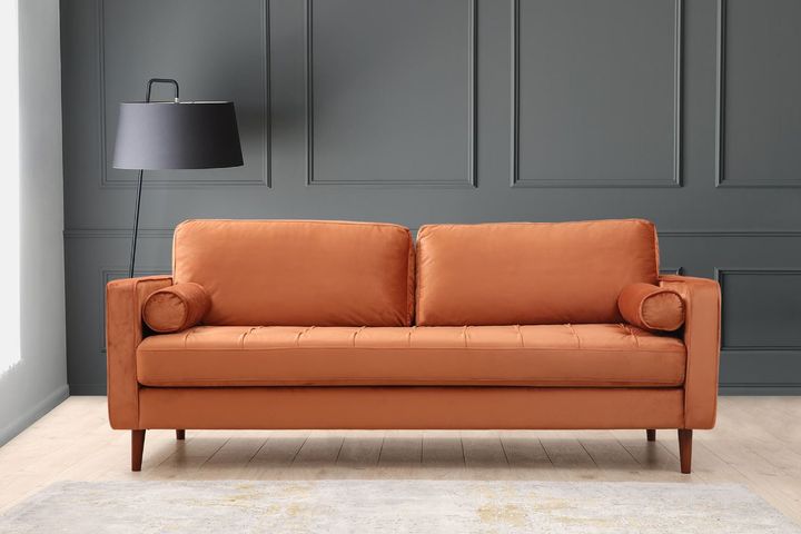 Rome Three Seater Sofa, Burnt Orange