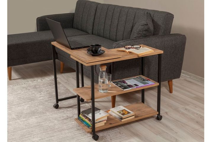 Uberto Rolling Side Table, Walnut