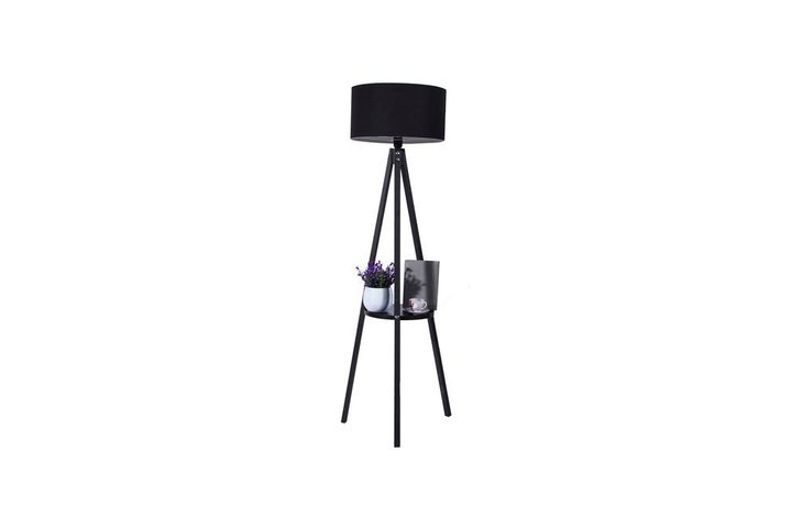 Luxus Vloerlamp met Zwarte Driepoot, Zwart