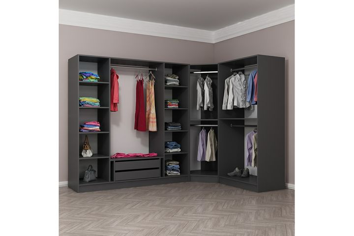 Medway Tideway Kledingkast met 7 Deuren, Antraciet en Zwart