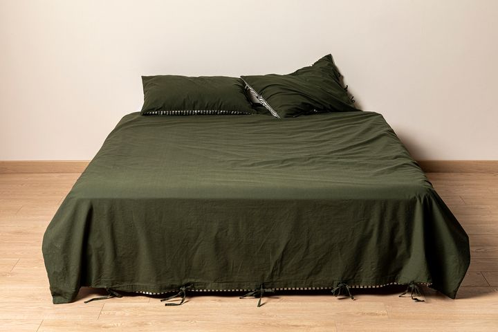 Cozy Double Side Washed Cotton Duvet Cover Set, Double Size, Green