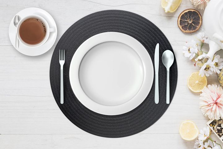 Jappe Zesdelige Rieten Onderbord, Zwart