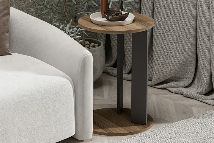 Ema Bijzettafel, Walnoot en Antraciet