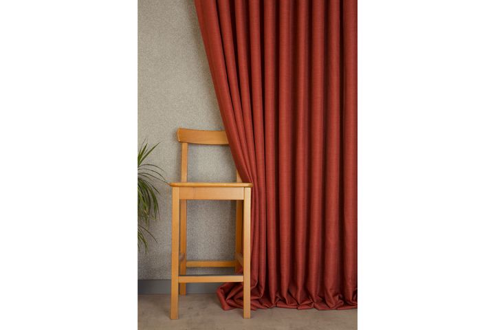 Massarelli Sabin Decoratief Gordijn, Geplooid, 90x260 cm, Steenrood