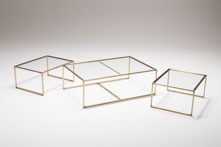 Sky Transparent Glass Coffee Table, Gold