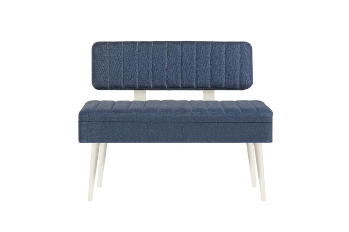 Vina Opbergbank Gestoffeerd, Wit & Donkerblauw