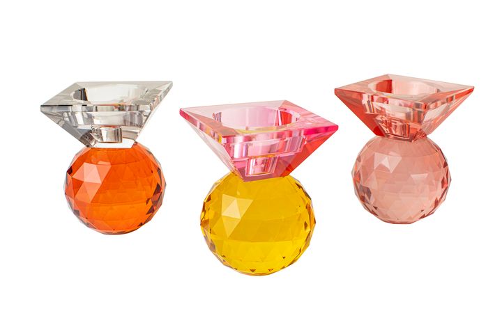 Sadie Candle Holder, Pink & Yellow