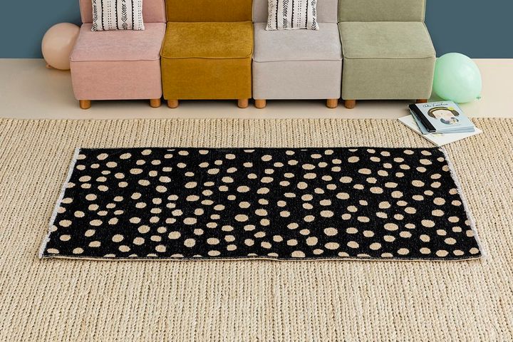 Sprinkle Dots Reversible Children's Rug, 77 x 150 cm, Brown & Black