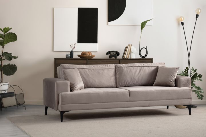 Astana 3-Zitsbank met slaapfunctie, Beige