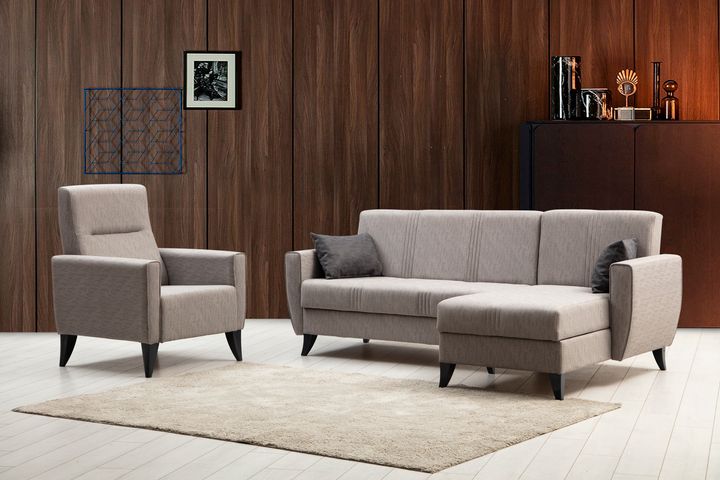 Zaden Hoekbank en Fauteuil, Lichtgrijs