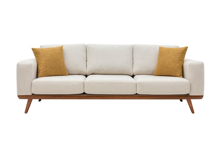 Natur 3-Zitsbank, Creme (Kleurkeuze Stof In Showroom)