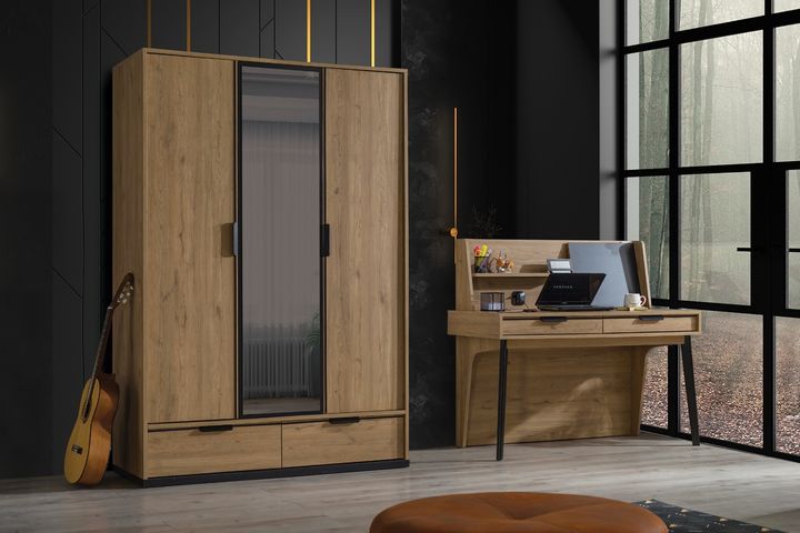 Colosseum Kledingkast met 3 Deuren, Notenhout