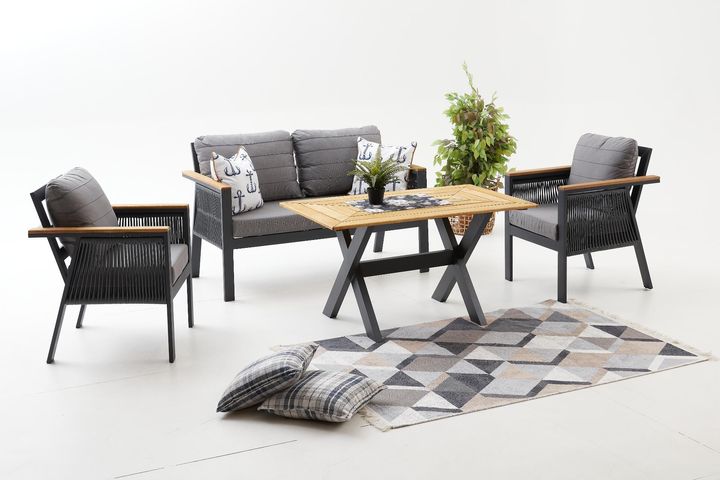 Capella Dubbele Tuinloungeset, Antraciet