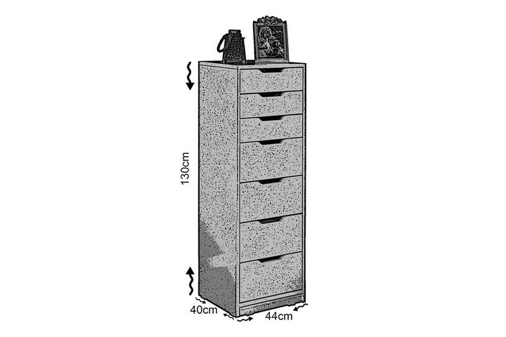 Flow Hoge Ladekast met 7 Lades, Hoogglans Wit