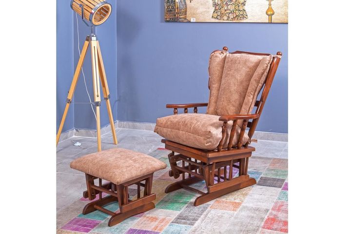 Baroque Schommelstoel, Lichtbruin & Walnoot