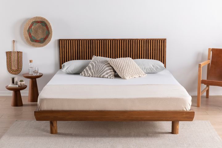 Luna Hendrick Houten Bedframe, 150x200 cm, Walnoot