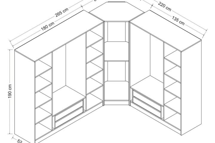 Medway Hoekkast met 8 Deuren en 4 Lades, Wit