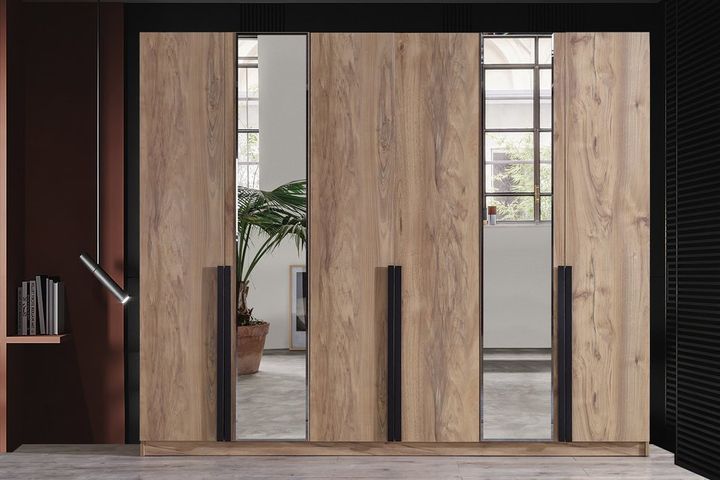 Premium 6 Door Wardrobe, Walnut