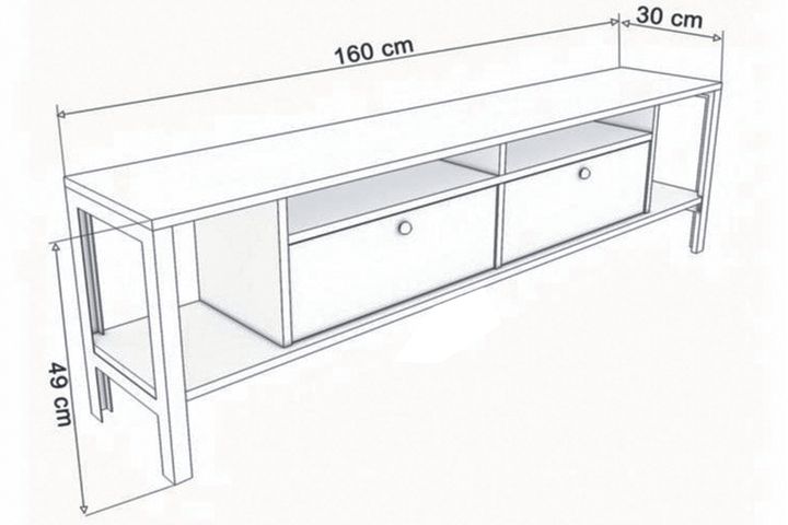 Alaluna TV-Meubel met Metalen Poten, 160 cm, Antraciet