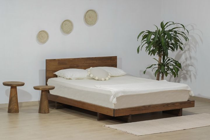 Luna Patna Houten Bedframe, 100x200 cm, Walnoot